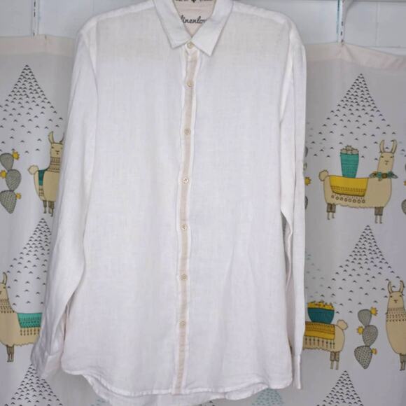 Earth Friendly Linen White Romantic Beach Wedding Button Shirt Size XL - Picture 1 of 10
